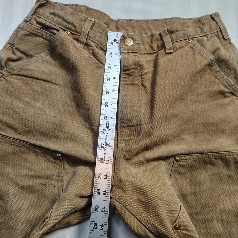 Carhartt B01-BRN Mens 34x32 Brown Duck Canvas Double Knee Work Pants Made in USA